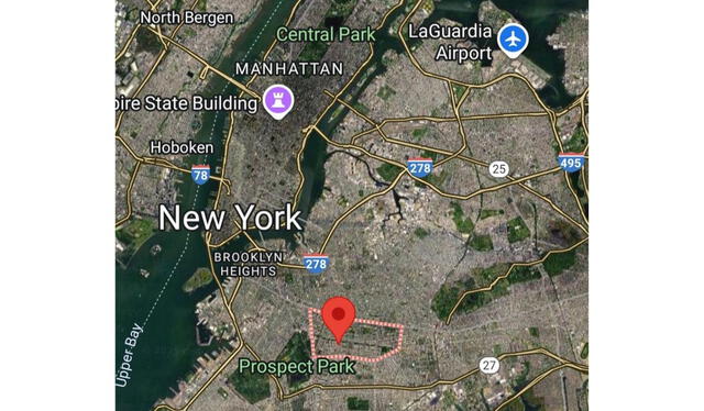  Zona del tiroteo en Nueva York. Fuente: Google Maps   