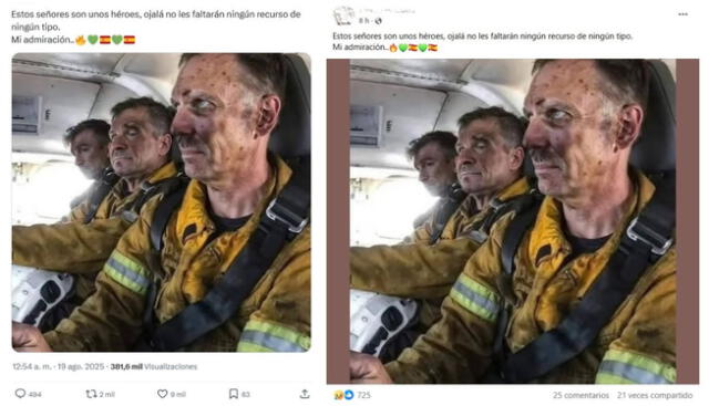 <em>Desinformación sobre los recientes incendios en España. Foto: captura de X / Facebook</em>   