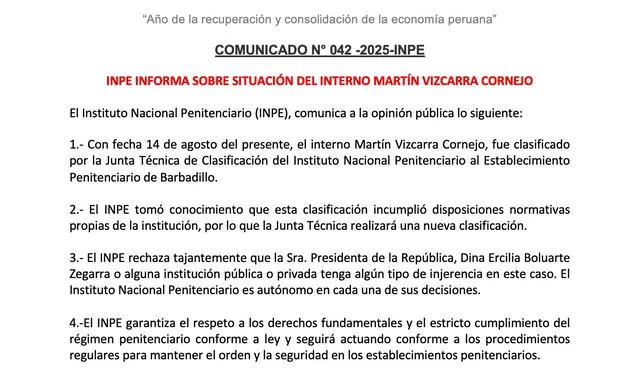 Comunicado del INPE   