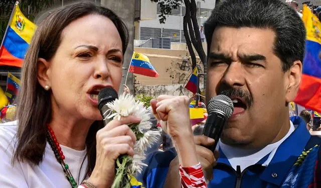  Maria Corina Machado critica al régimen de Nicolás Maduro. Fuente: Composición LR   