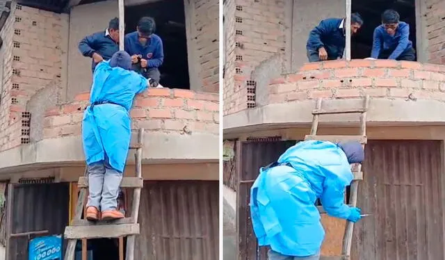 El clip llamó la atención de los usuarios en TikTok por el esfuerzo que hizo un vacunador al subir por una escalera para inmunizar al perrito. Foto: composición LR/ TikTok / @Daysidelcarmenvintimilla. El clip llamó la atención de los usuarios en TikTok por el esfuerzo que hizo un vacunador al subir por una escalera para inmunizar al perrito. Foto: composición LR/ TikTok / @Daysidelcarmenvintimilla.