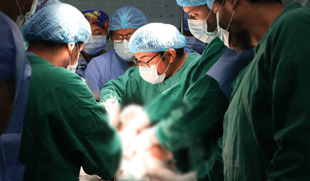 Los doctores realizando un trasplante. Foto: Essalud   