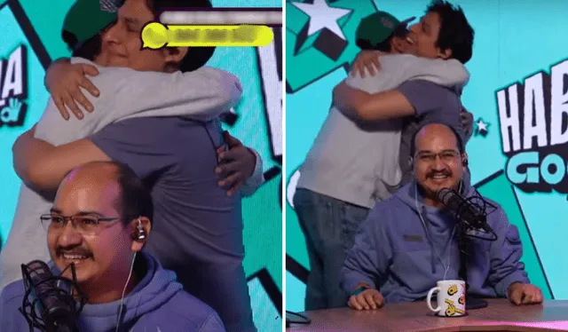 Curwen y Tonino se abrazan luego de que Tonino le entregó la invitación a su cumpleaños   