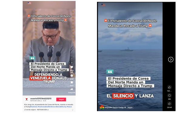 <em> Publicaciones desinformativas por las redes sociales de TikTok y Facebook. Foto: capturas de pantalla</em>   