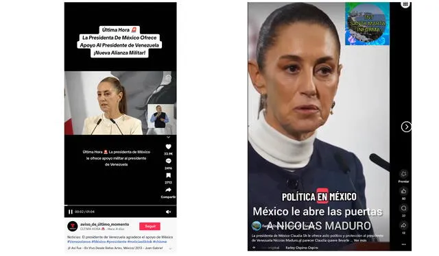 <em> Publicaciones desinformativas por las redes sociales de TikTok y Facebook. Foto: capturas de pantalla</em>   