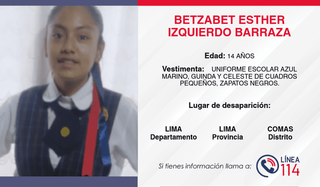 Menor desapareció hace tres días en Comas. Foto: Mininter.   