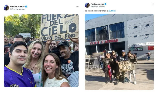 <em> Publicaciones de Flavio Arenales junto al cartel. Foto: capturas de pantalla</em>   