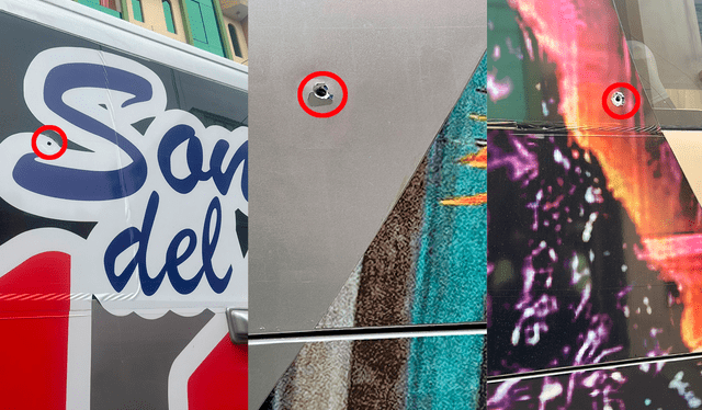  Así quedó el bus de Son del Duke tras ataque con balazos. Fotos: difusión    