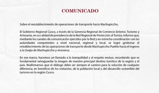 Se reestablece transporte a Machu Picchu. Foto: Difusión Se reestablece transporte a Machu Picchu. Foto: Difusión