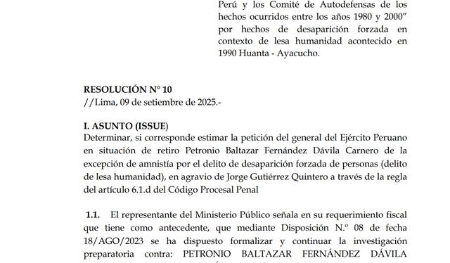 Resolución judicial emitida por el Séptimo Juzgado Penal Nacional el 9 de septiembre de 2025   