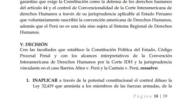 Juez Jorge Chávez Tamariz resuelve declarar inaplicable la ley de amnistía por lo cual declara infundado el pedido de la defensa del general EP (r) Petronio Baltazar Fernández Dávila Carnero 
