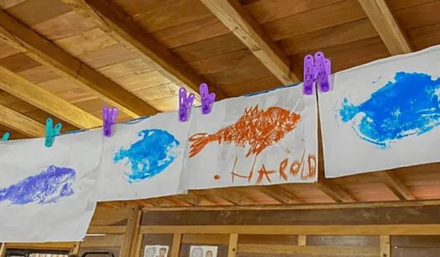  Los primeros habitantes de La Hoyada: peces amazónicos. Fueron estampados durante el módulo Identidad barrial. Foto: Flore Garcia-Bour/Jakon Nete   