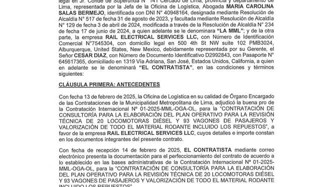 Municipalidad de Lima encargó una consultoría para verificar estado de los vagones y locomotoras Municipalidad de Lima encargó una consultoría para verificar estado de los vagones y locomotoras