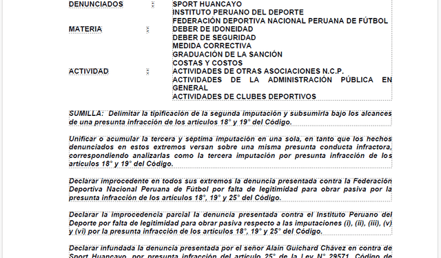  La resolución final de la Indecopi. Foto: Comisión de la Oficina Regional del Indecopi de Junín   