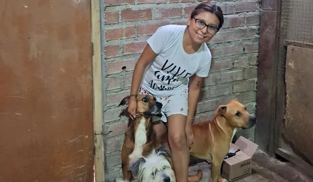  Evelyn tiene seis años como rescatista y producto de su esfuerzo, construirá un albergue para sus animalitos en el sur de Lima. Foto: Cortesía.   