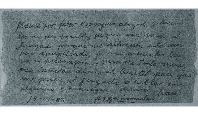  Carta escrita por Arquímedes para su madre Angélica. Créditos: Adrián Sarria Muñoz / La República.<br><br>    