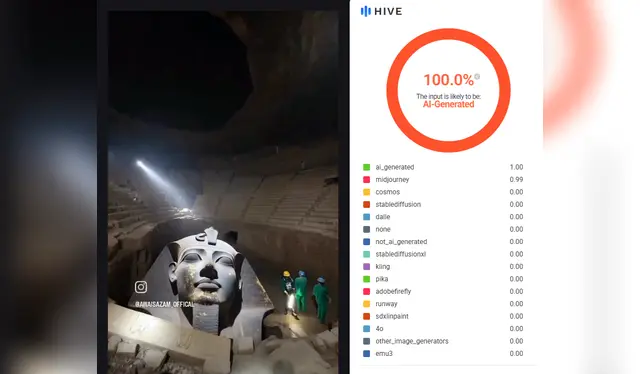 <em> Evaluación del programa Hive Moderation sobre el video viral. Foto: captura de pantalla</em>. <em> Evaluación del programa Hive Moderation sobre el video viral. Foto: captura de pantalla</em>.