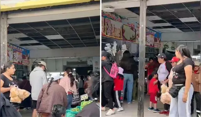 Comerciantes y peatones continúan transitando la zona luego de colapso de techo de local comercial en Chosica. Foto: Facebook/Liseth Informa.   