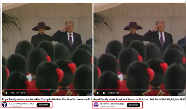  Fox 9 y ‘The Royal Family Channel’ cubrieron la llegada de Donald Trump al castillo de Windsor.    