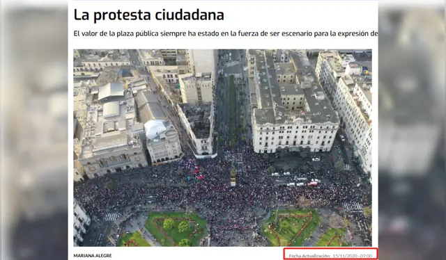 Perú 21 - Plaza San Martín durante las protestas en contra de Manuel Merino.   