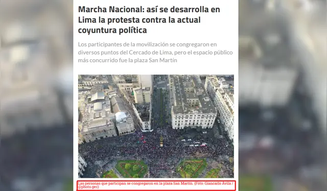 El Bocón - Plaza San Martín durante las protestas en contra de Manuel Merino    