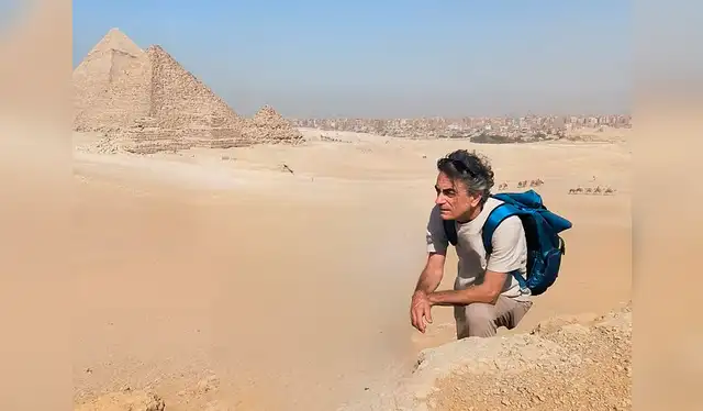 El egiptólogo Armando Mei estudió la meseta de Giza, utilizando tecnologías avanzadas para descubrir estructuras ocultas. Foto: Armando Mei El egiptólogo Armando Mei estudió la meseta de Giza, utilizando tecnologías avanzadas para descubrir estructuras ocultas. Foto: Armando Mei