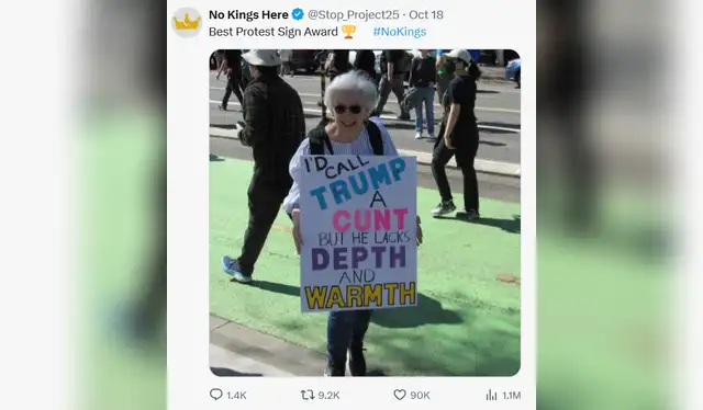 " Llamaría a Trump un c0ñ*/idiota, pero le falta profundidad y calidez", es la traducción literal. " Llamaría a Trump un c0ñ*/idiota, pero le falta profundidad y calidez", es la traducción literal.