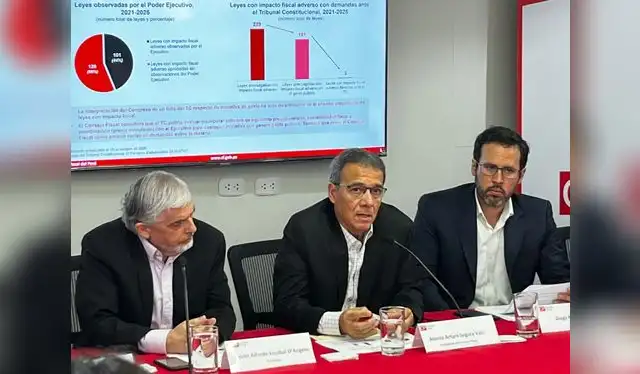  Javier Alfredo Escobal, Alonso Segura (presidente Consejo Fiscal) y Diego Macera. Foto: Dax Canchari/La República   