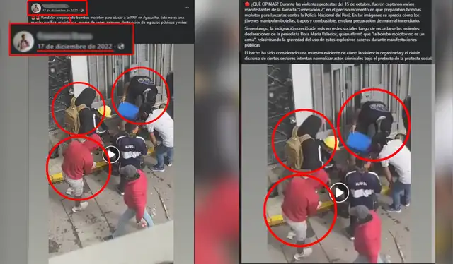 Captura de pantalla de video publicado en el año 2022 / Post falso que atribuye el video del 2022 a manifestantes de la 'Generación Z'.   