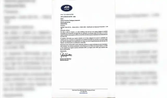 Documento con la respuesta de JCR a Perupetro Documento con la respuesta de JCR a Perupetro