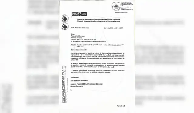 Carta de Perupetro a JCR Carta de Perupetro a JCR