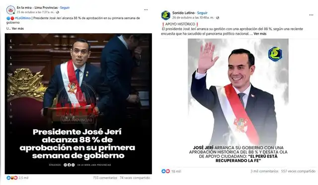 <em> Publicaciones desinformativas por la red social de Facebook. Foto: capturas de pantalla.</em>   