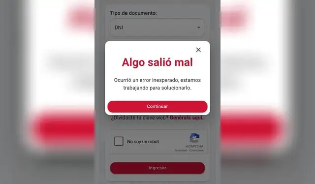 Mensaje de error en la página web de AFP Habitat. | Foto: AFP Habitat Mensaje de error en la página web de AFP Habitat. | Foto: AFP Habitat