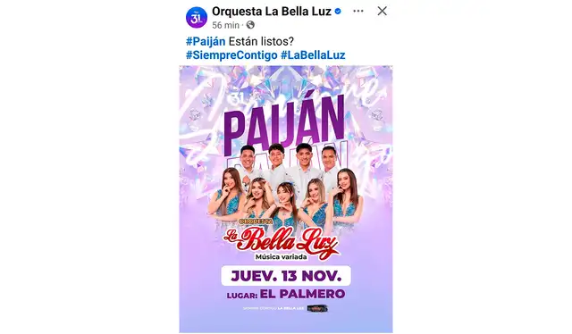  Anuncio de presentación de la agrupación en Paiján. Foto: difusión.<br><br>  