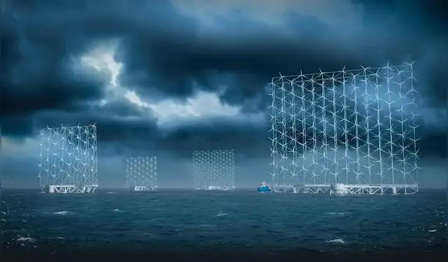  Windcatcher se basa en una "pared" flotante de más de 100 turbinas eólicas, cada una de 1MW. Foto: Wind Catching Systems   