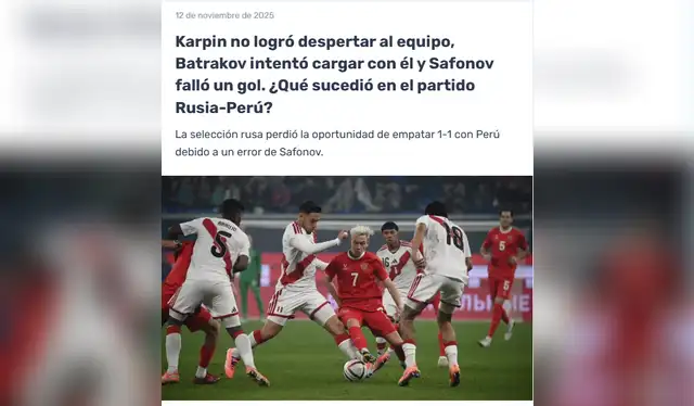 Portada del diario KP tras el empate de Rusia ante Perú. Foto: Sport Express Portada del diario KP tras el empate de Rusia ante Perú. Foto: Sport Express