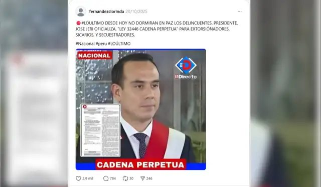 Publicación falsa difundida por Threads Publicación falsa difundida por Threads