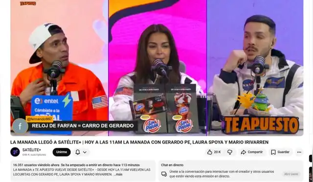  Transmisión de 'La Manada' este lunes 17. Foto: YouTube    