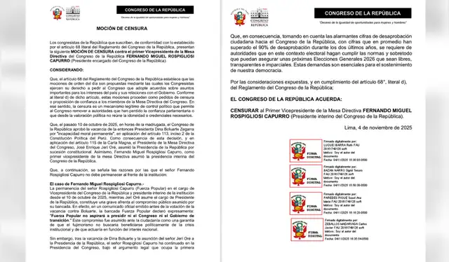 Congresista Ruth Luque impulsó una moción de censura en contra de Fernando Rospigliosi el 4 de noviembre de 2025. Fuente: X - Ruth Luque. Congresista Ruth Luque impulsó una moción de censura en contra de Fernando Rospigliosi el 4 de noviembre de 2025. Fuente: X - Ruth Luque.