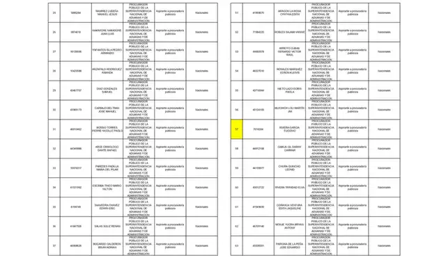 Algunos de los postulantes a Procurador de la Sunat. Fuente: Elaborado sobre la base de datos de la PGE. Algunos de los postulantes a Procurador de la Sunat. Fuente: Elaborado sobre la base de datos de la PGE.