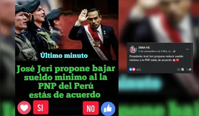 Post falso difundido en Facebook   