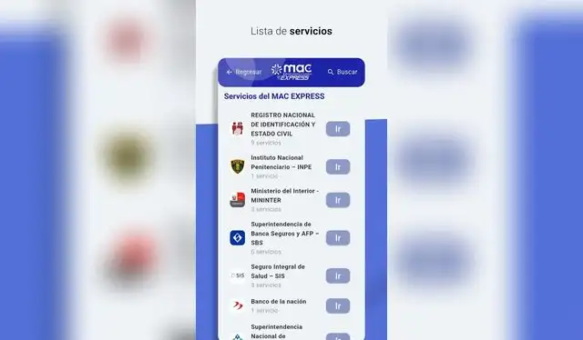 Esta es la lista de servicios que se podrá realizar en MAC Express. Foto: Google Play Esta es la lista de servicios que se podrá realizar en MAC Express. Foto: Google Play
