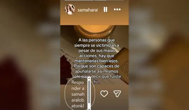 El mensaje de Samahara Lobatón en su cuenta de Instagram. Foto: Samahara Lobatón - IG El mensaje de Samahara Lobatón en su cuenta de Instagram. Foto: Samahara Lobatón - IG