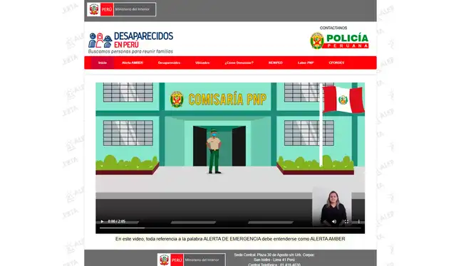  Actual página oficial del Mininter para reportar personas desaparecidas de todas las edades. Créditos: Captura de pantalla.<br><br>    