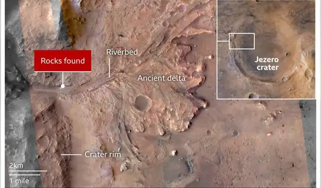  El cráter Jezero en Marte. Foto: ESA/NASA   