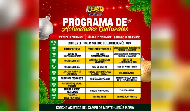 Cronograma de la Feria Fortuna. | Foto: Feria Fortuna   