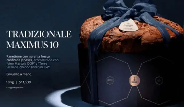 Presentación del <strong>Panettone Tradizionale Maximus</strong> de 10 kilos está valorizada en S/1.539. Foto: The Cheese Corner Presentación del <strong>Panettone Tradizionale Maximus</strong> de 10 kilos está valorizada en S/1.539. Foto: The Cheese Corner