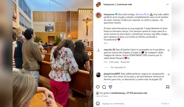 Tonny Succar deja mensaje a su hermano antes de someterse a una operación. Foto: Instagram (tonysuccar). Tonny Succar deja mensaje a su hermano antes de someterse a una operación. Foto: Instagram (tonysuccar).