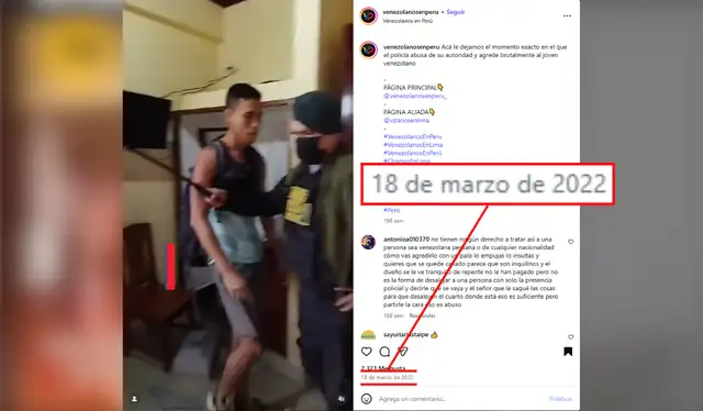 Video original ya circulaba en internet desde marzo de 2022. Fuente: Instagram - Venezolanos en Perú   