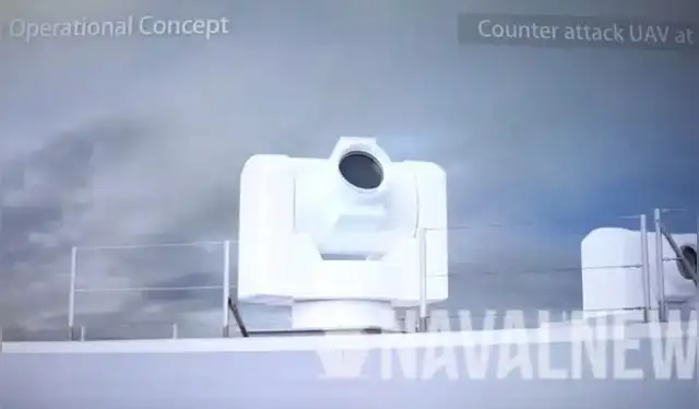  Imagen conceptual del arma de energía directa a bordo de un barco. Foto: Kawasaki Industries   